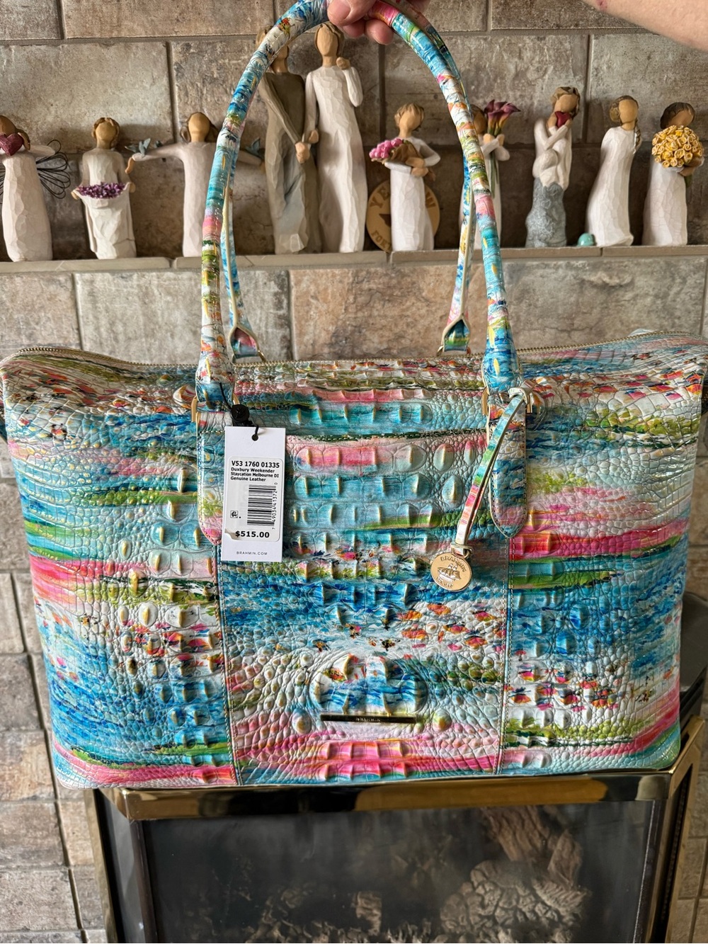 Brahmin Large Staycation Croc-Embossed Leather Weekender - GORGEOUS